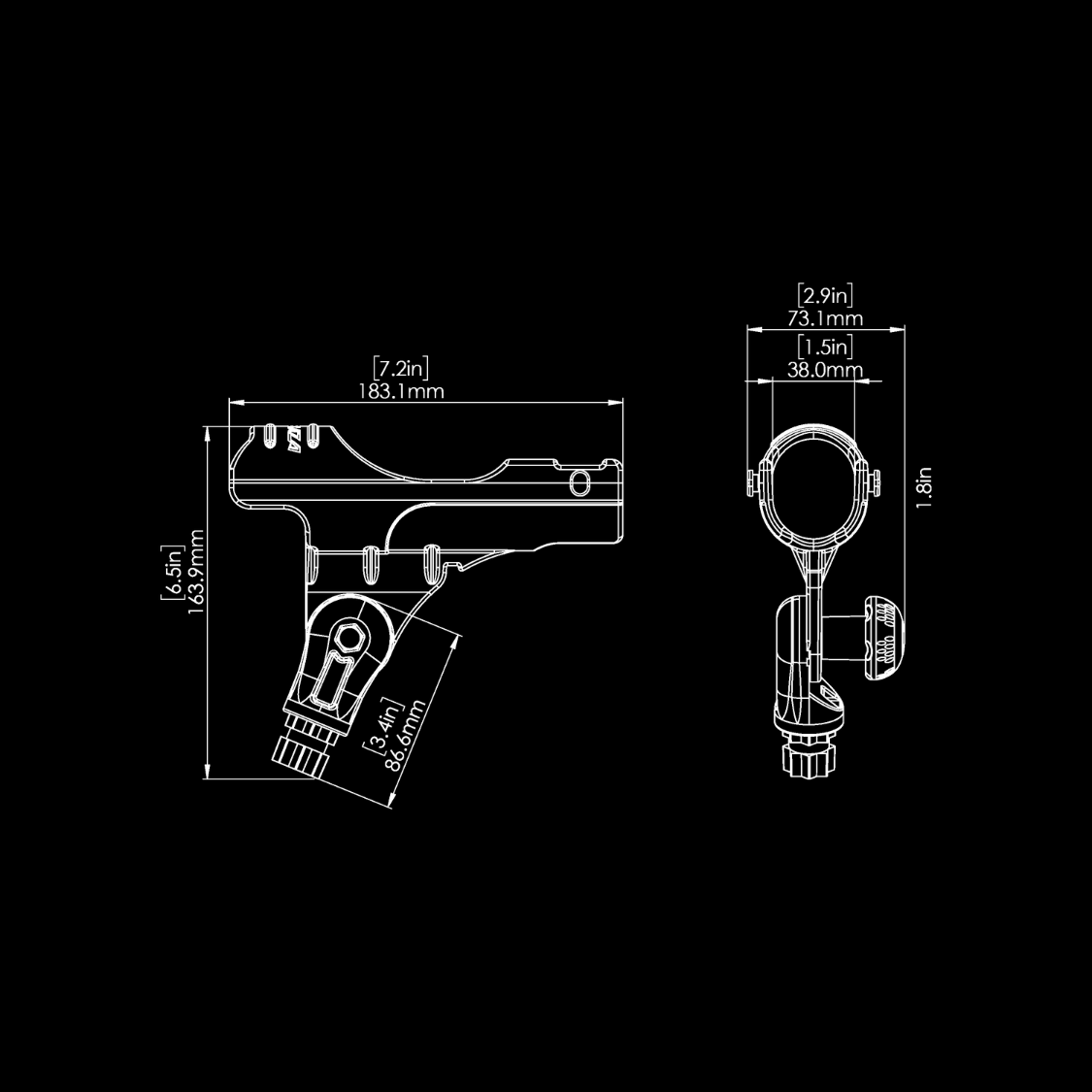 RAILBLAZA ROD HOLDER R ONLY BLACK